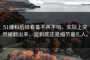 51爆料后续看着不声不响，实际上突然被翻出来，说到底还是细节最扎人。