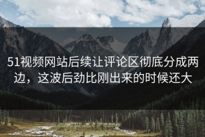 51视频网站后续让评论区彻底分成两边，这波后劲比刚出来的时候还大