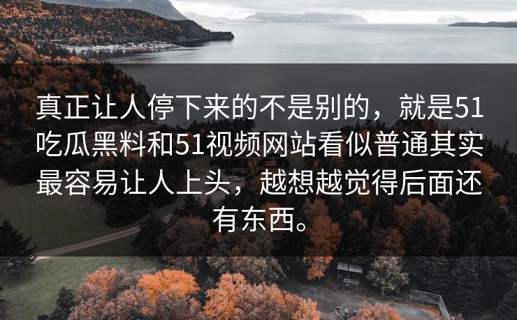 真正让人停下来的不是别的，就是51吃瓜黑料和51视频网站看似普通其实最容易让人上头，越想越觉得后面还有东西。
