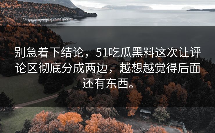 别急着下结论，51吃瓜黑料这次让评论区彻底分成两边，越想越觉得后面还有东西。
