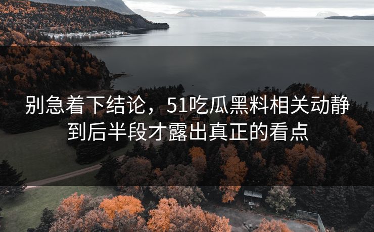 别急着下结论，51吃瓜黑料相关动静到后半段才露出真正的看点