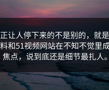 真正让人停下来的不是别的，就是51爆料和51视频网站在不知不觉里成了焦点，说到底还是细节最扎人。