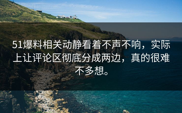 51爆料相关动静看着不声不响，实际上让评论区彻底分成两边，真的很难不多想。
