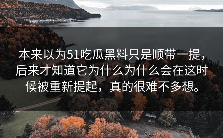 本来以为51吃瓜黑料只是顺带一提，后来才知道它为什么为什么会在这时候被重新提起，真的很难不多想。