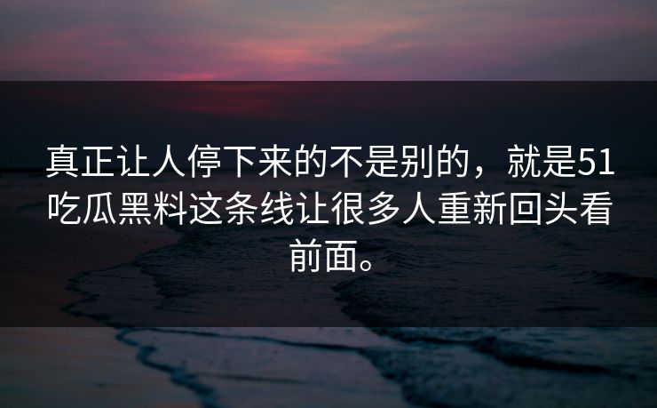 真正让人停下来的不是别的，就是51吃瓜黑料这条线让很多人重新回头看前面。