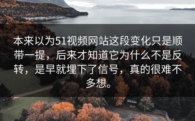 本来以为51视频网站这段变化只是顺带一提，后来才知道它为什么不是反转，是早就埋下了信号，真的很难不多想。